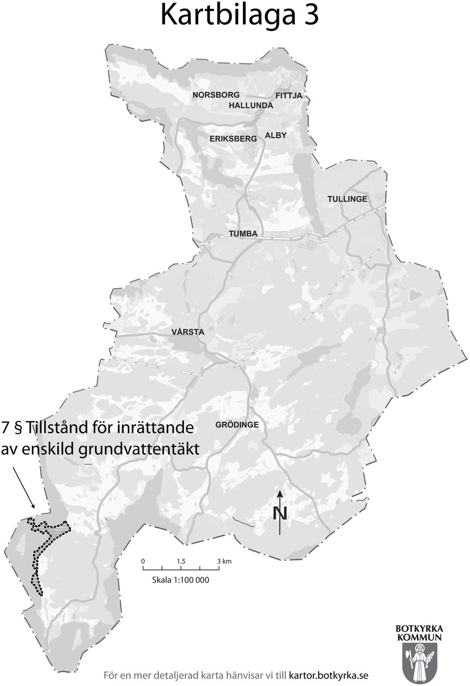 enskild grundvattentäkt GRÖDINGE 0 1,5 3 km Skala 1:100