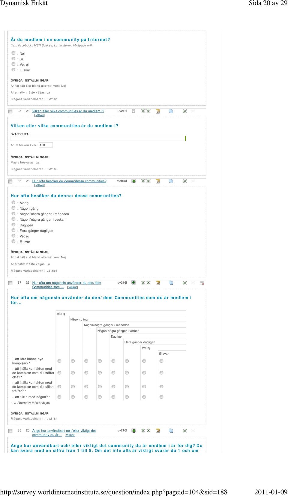 v216c1 Hur ofta besöker du denna/dessa communities?
