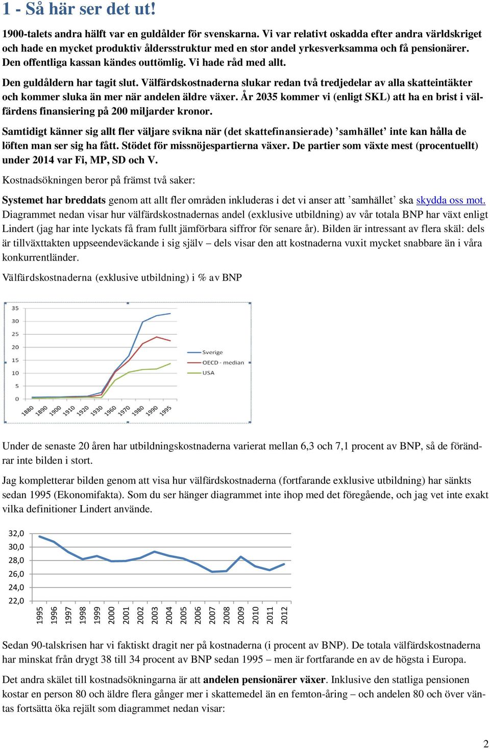 Vi hade råd med allt. Den guldåldern har tagit slut. Välfärdskostnaderna slukar redan två tredjedelar av alla skatteintäkter och kommer sluka än mer när andelen äldre växer.