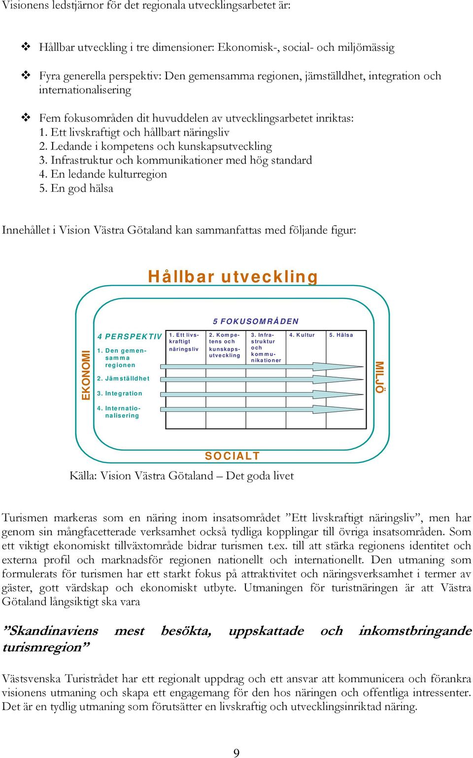 Ledande i kompetens och kunskapsutveckling 3. Infrastruktur och kommunikationer med hög standard 4. En ledande kulturregion 5.