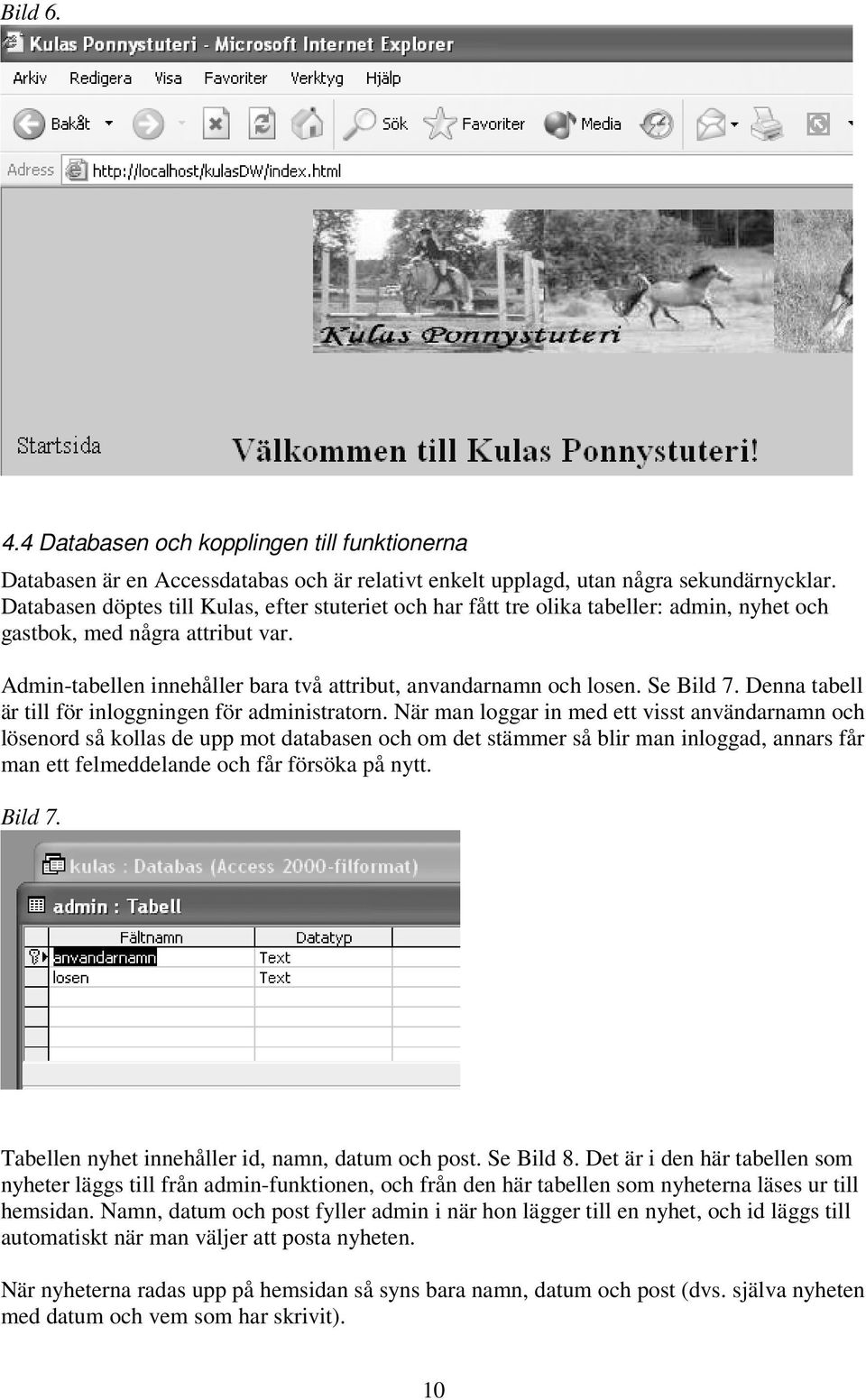 Se Bild 7. Denna tabell är till för inloggningen för administratorn.