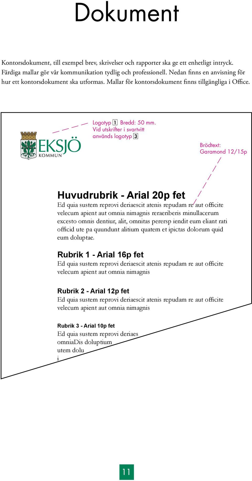 Vid utskrifter i svartvitt används logotyp 3 Brödtext: Garamond 12/15p Huvudrubrik - Arial 20p fet Ed quia sustem reprovi deriaescit atenis repudam re aut officite velecum apient aut omnia nimagnis