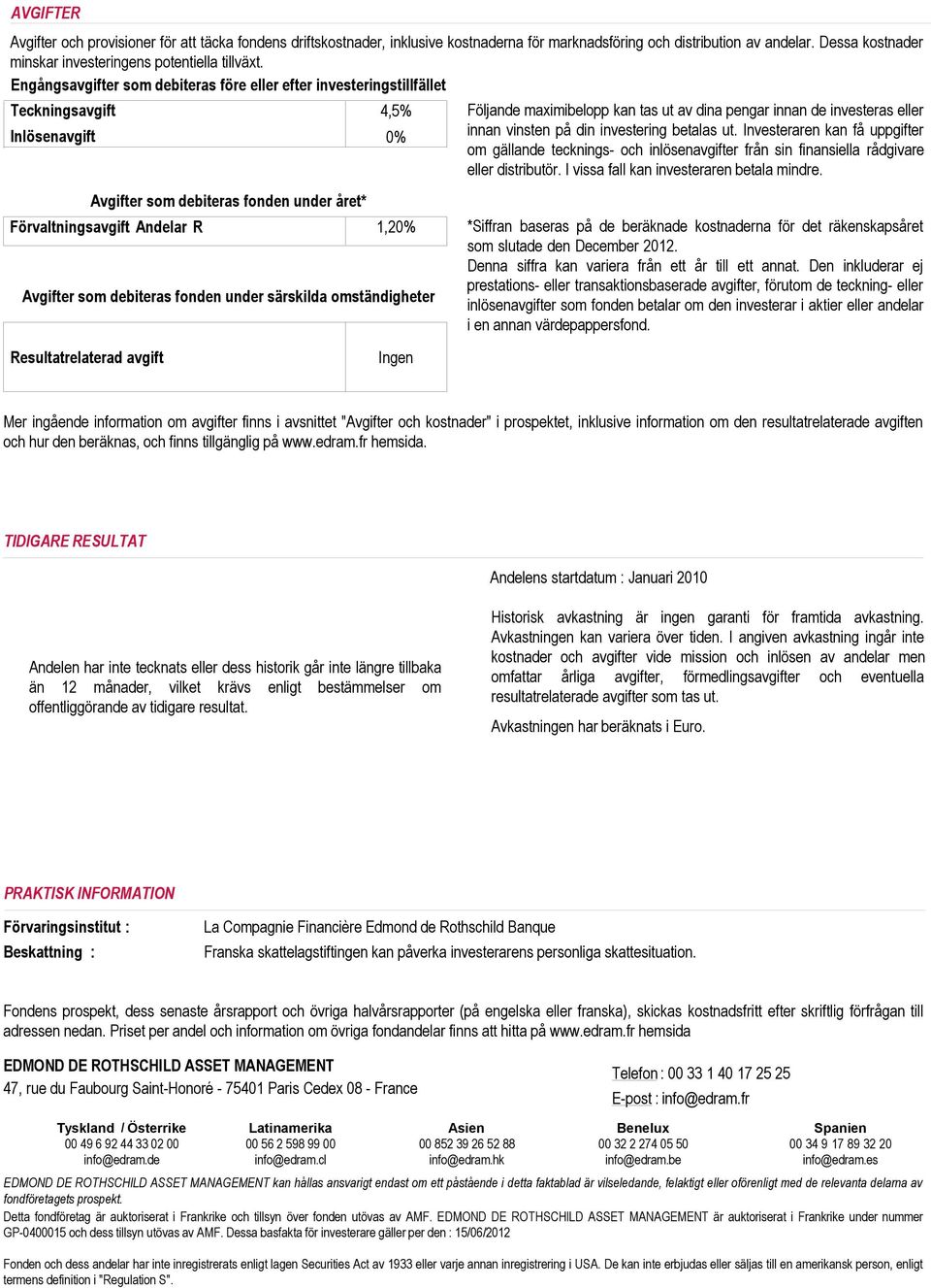 Engångsavgifter som debiteras före eller efter investeringstillfället Teckningsavgift Inlösenavgift Avgifter som debiteras fonden under året* 4,5% 0% Följande maximibelopp kan tas ut av dina pengar