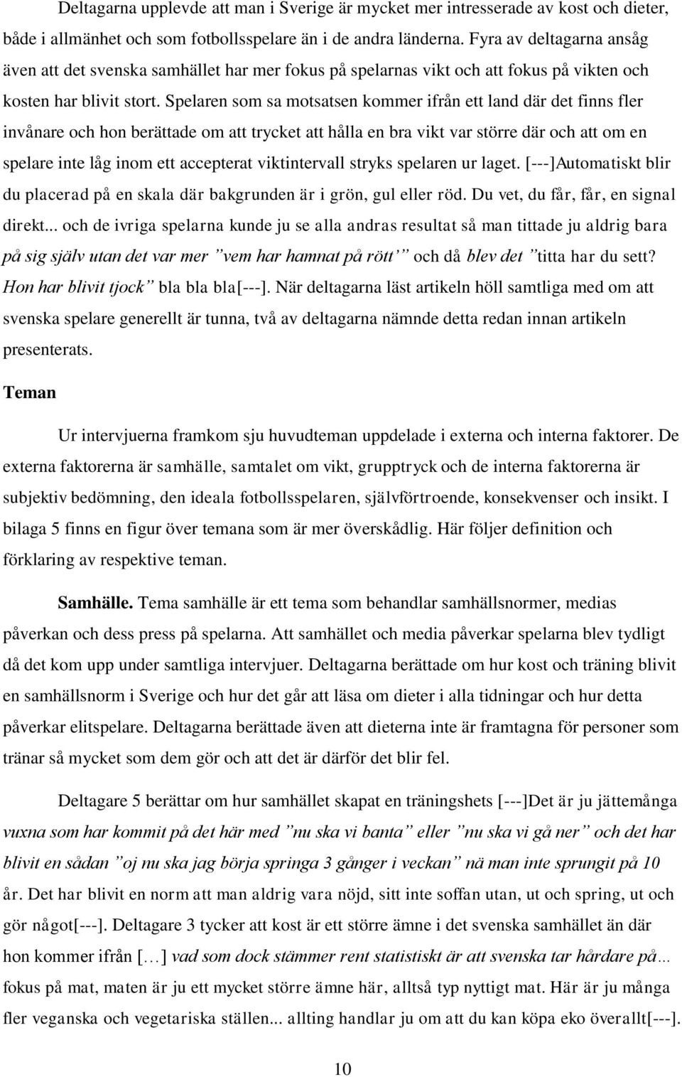 Spelaren som sa motsatsen kommer ifrån ett land där det finns fler invånare och hon berättade om att trycket att hålla en bra vikt var större där och att om en spelare inte låg inom ett accepterat