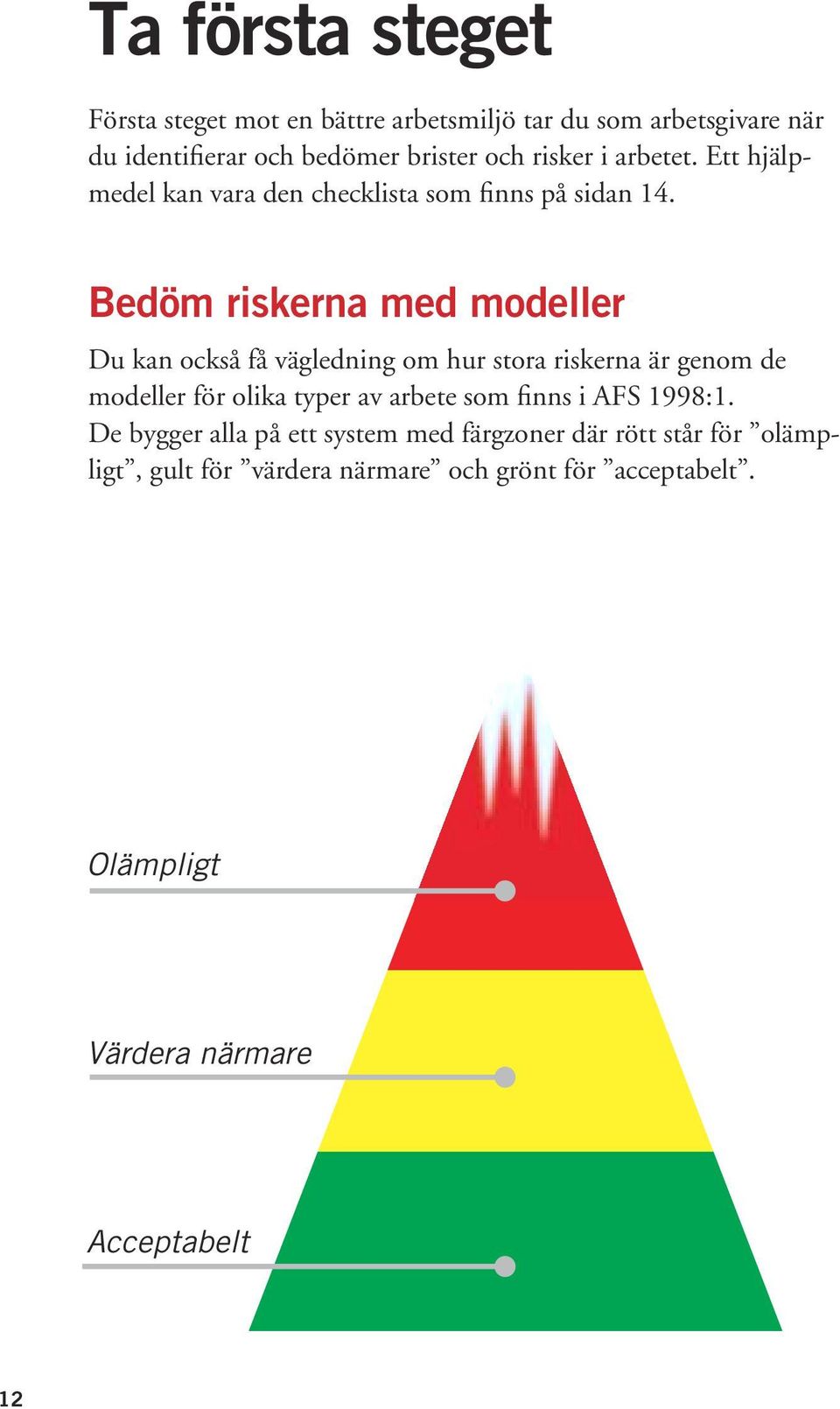 Bedöm riskerna med modeller Du kan också få vägledning om hur stora riskerna är genom de modeller för olika typer av arbete som