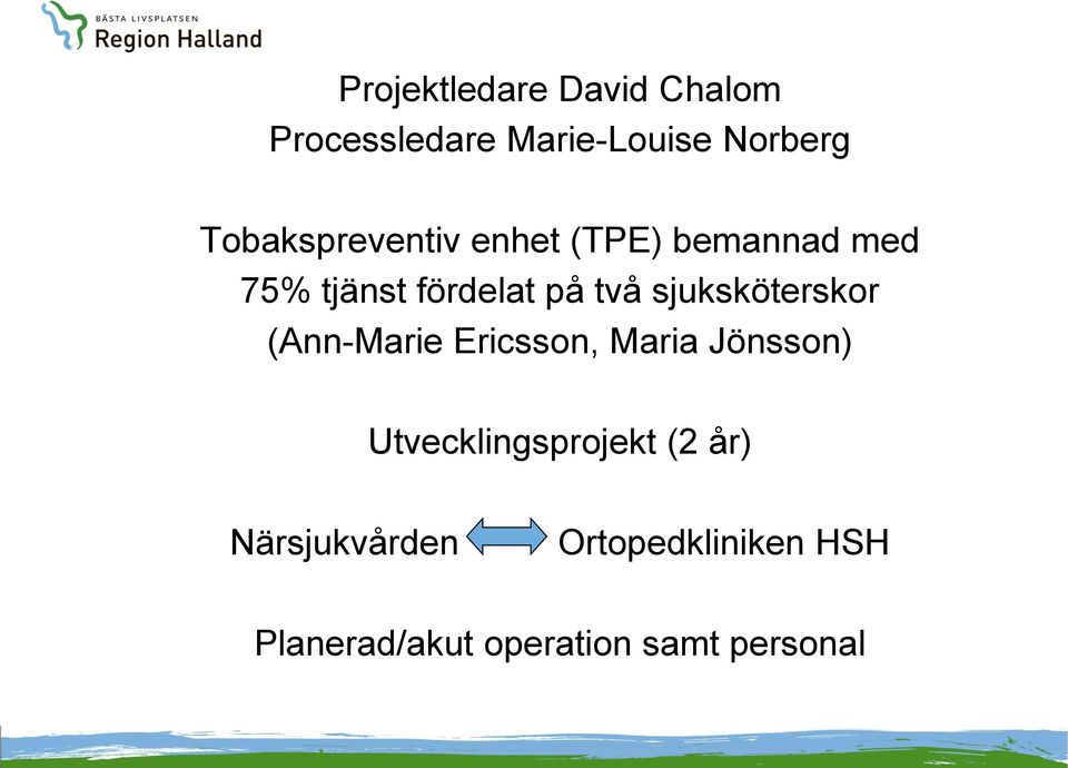 sjuksköterskor (Ann-Marie Ericsson, Maria Jönsson) Utvecklingsprojekt