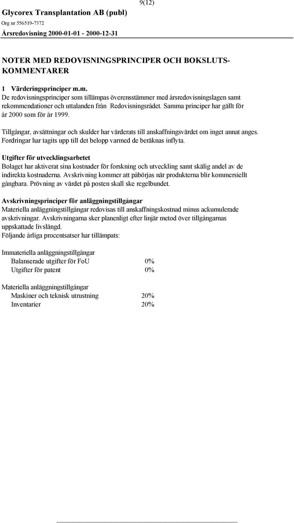 Tillgångar, avsättningar och skulder har värderats till anskaffningsvärdet om inget annat anges. Fordringar har tagits upp till det belopp varmed de beräknas inflyta.