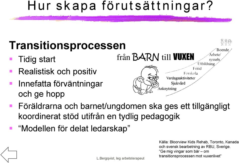 Föräldrarna och barnet/ungdomen ska ges ett tillgängligt koordinerat stöd utifrån en tydlig pedagogik