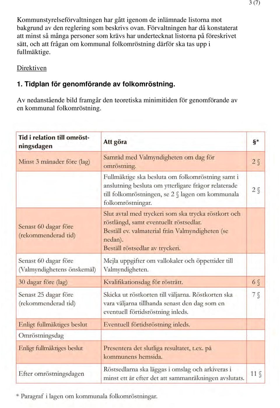 sätt, och att frågan om kommunal folkomröstning därför ska tas upp i fullmäktige. Direktiven 1.