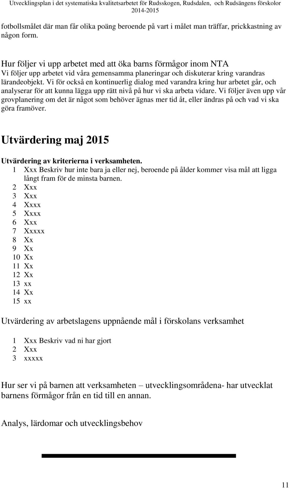 Vi för också en kontinuerlig dialog med varandra kring hur arbetet går, och analyserar för att kunna lägga upp rätt nivå på hur vi ska arbeta vidare.