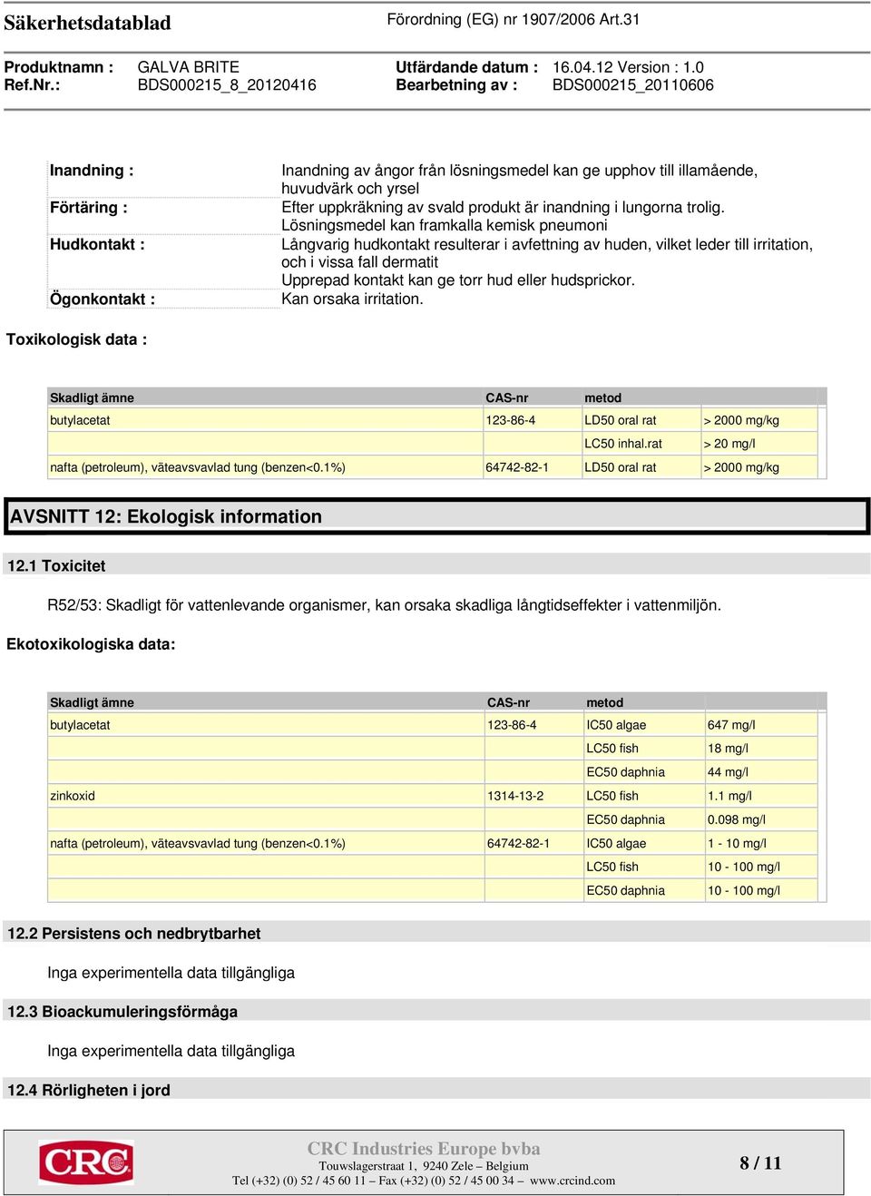 Lösningsmedel kan framkalla kemisk pneumoni Långvarig hudkontakt resulterar i avfettning av huden, vilket leder till irritation, och i vissa fall dermatit Upprepad kontakt kan ge torr hud eller