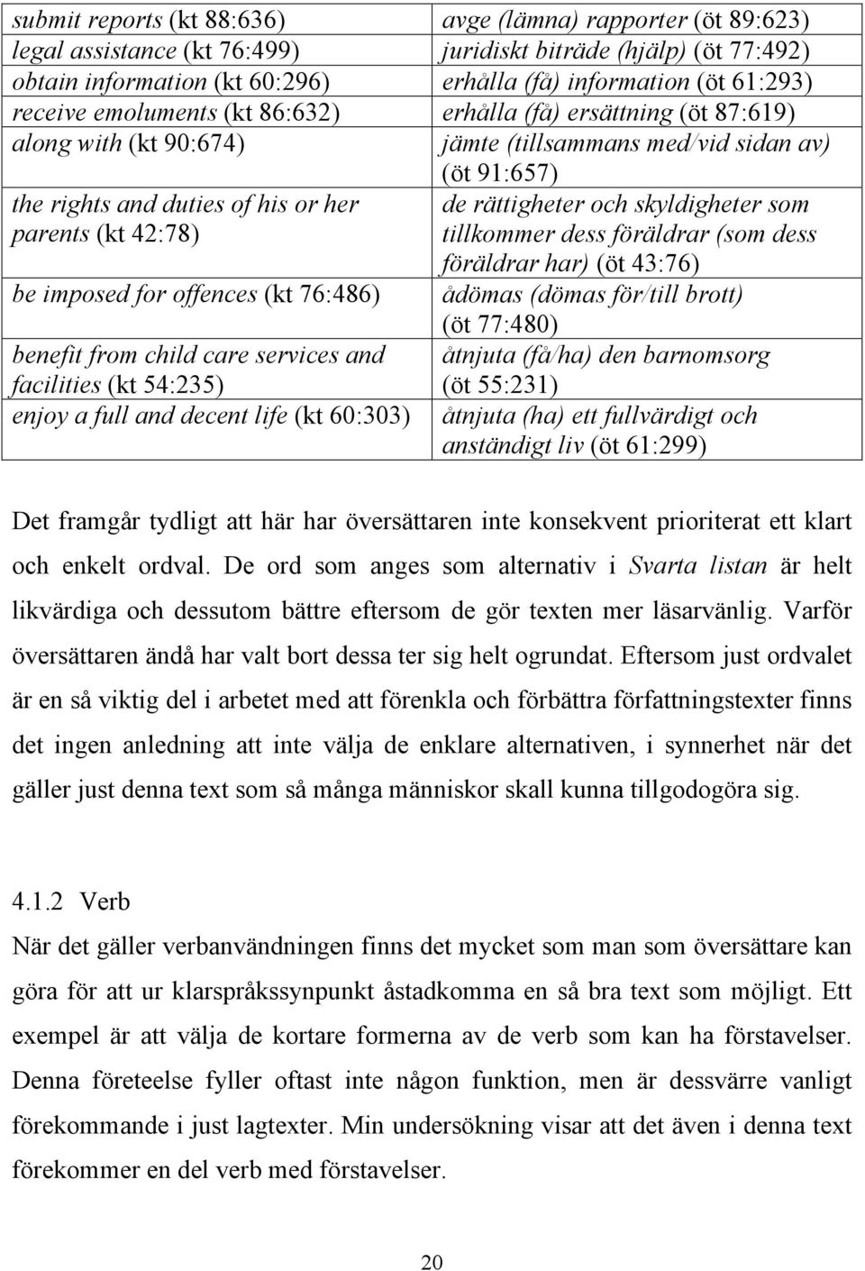 offences (kt 76:486) benefit from child care services and facilities (kt 54:235) enjoy a full and decent life (kt 60:303) (öt 91:657) de rättigheter och skyldigheter som tillkommer dess föräldrar