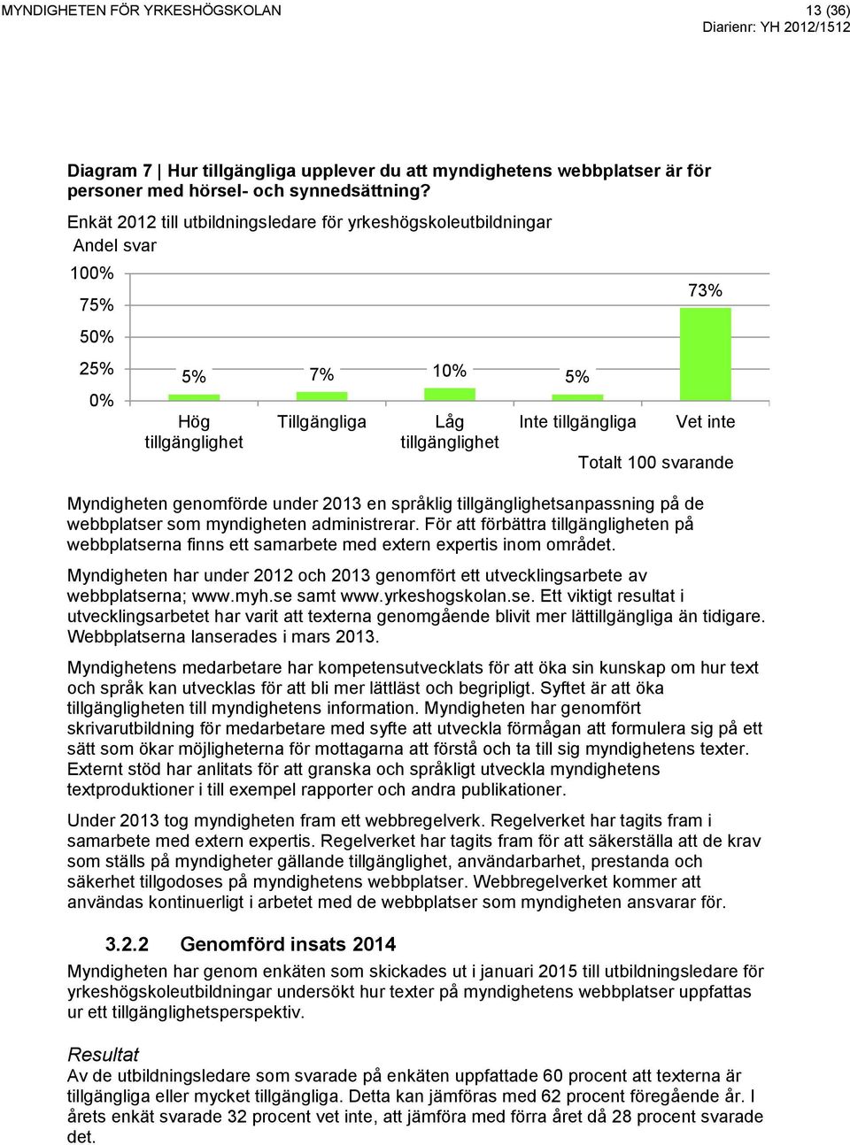 tillgänglighetsanpassning på de webbplatser som myndigheten administrerar. För att förbättra tillgängligheten på webbplatserna finns ett samarbete med extern expertis inom området.