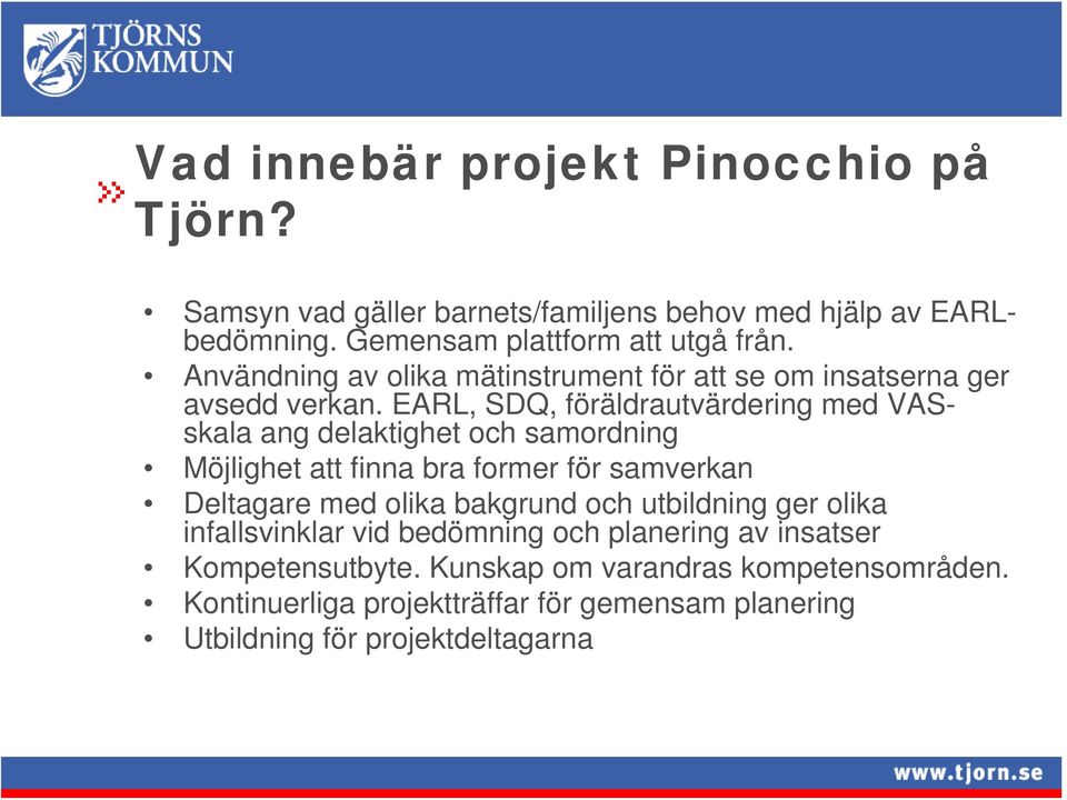 EARL, SDQ, föräldrautvärdering med VASskala ang delaktighet och samordning Möjlighet att finna bra former för samverkan Deltagare med olika