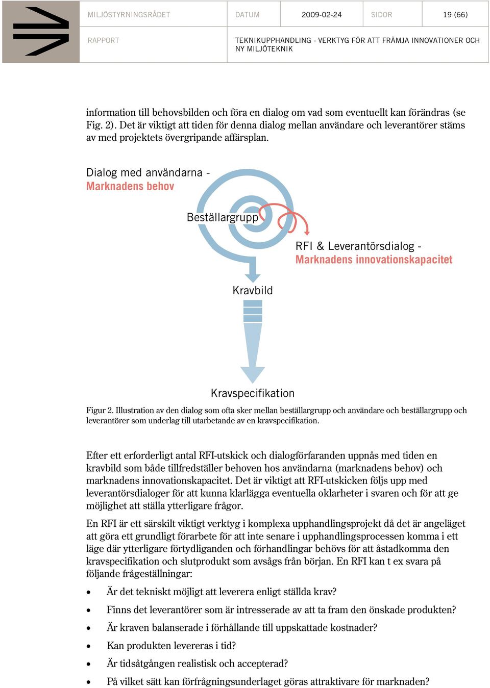 Dialog med användarna - Marknadens behov Beställargrupp Kravbild RFI & Leverantörsdialog - Marknadens innovationskapacitet Kravspecifikation Figur 2.