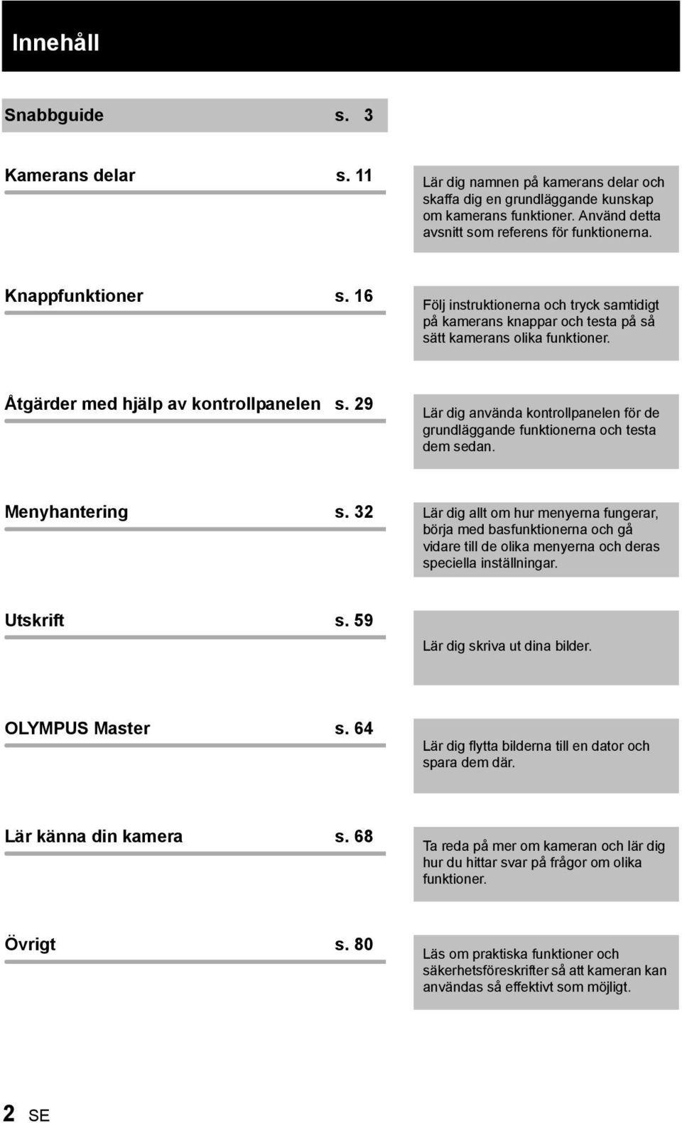 29 Lär dig använda kontrollpanelen för de grundläggande funktionerna och testa dem sedan. Menyhantering s.