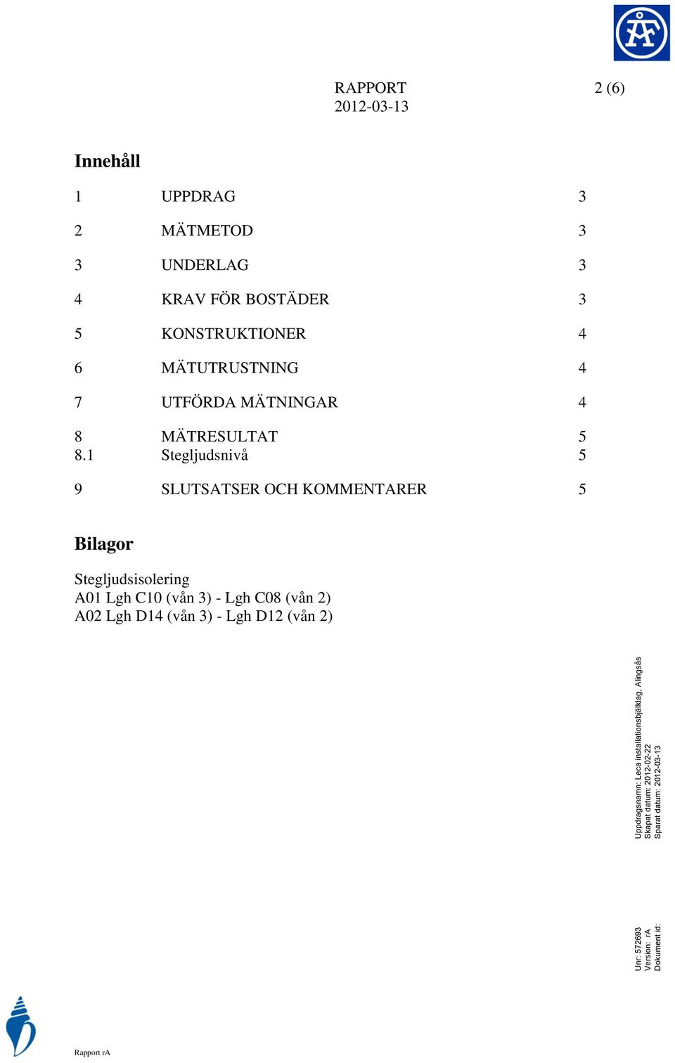 MÄTNINGAR 4 8 MÄTRESULTAT 5 8.