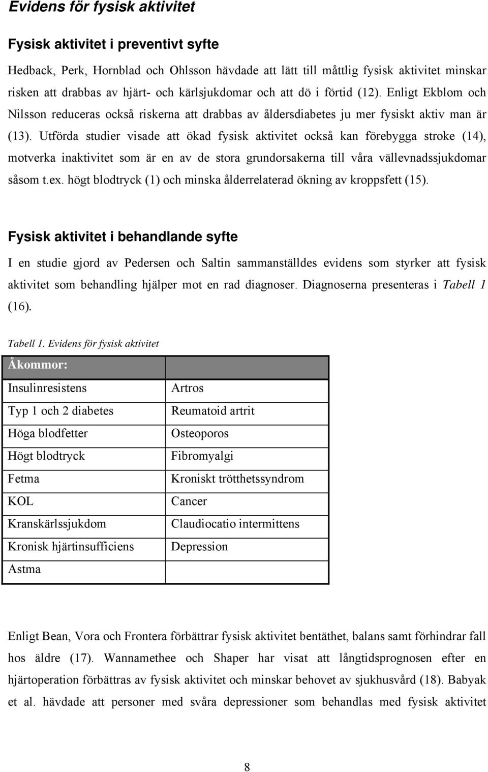 Utförda studier visade att ökad fysisk aktivitet också kan förebygga stroke (14), motverka inaktivitet som är en av de stora grundorsakerna till våra vällevnadssjukdomar såsom t.ex.