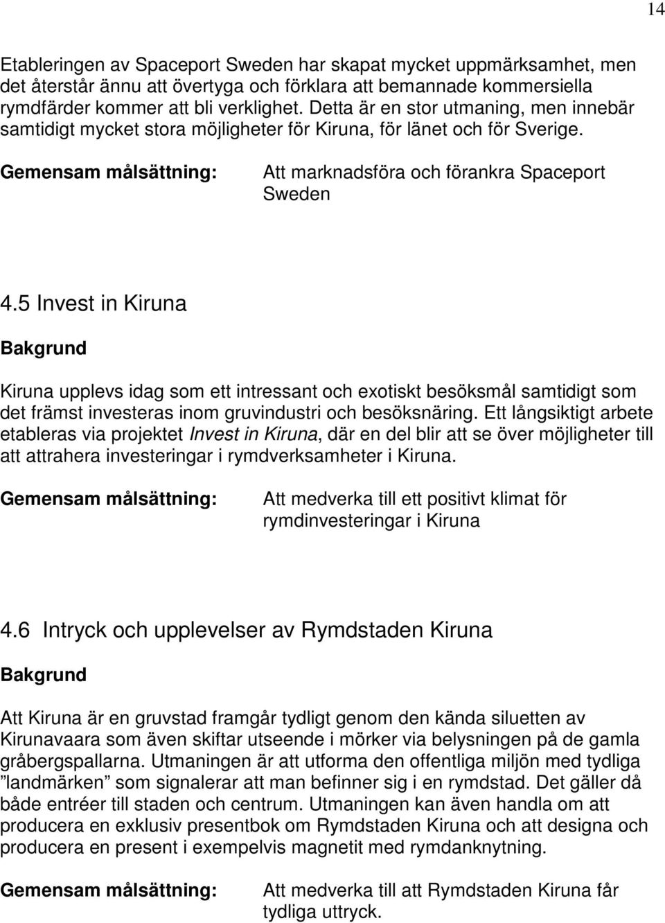 5 Invest in Kiruna Kiruna upplevs idag som ett intressant och exotiskt besöksmål samtidigt som det främst investeras inom gruvindustri och besöksnäring.