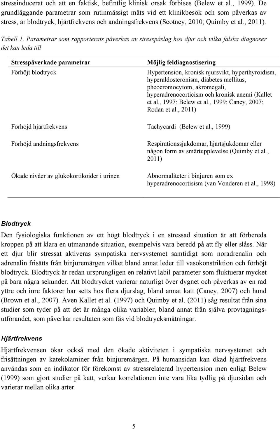 Parametrar som rapporterats påverkas av stresspåslag hos djur och vilka falska diagnoser det kan leda till Stresspåverkade parametrar Förhöjt blodtryck Möjlig feldiagnostisering Hypertension, kronisk