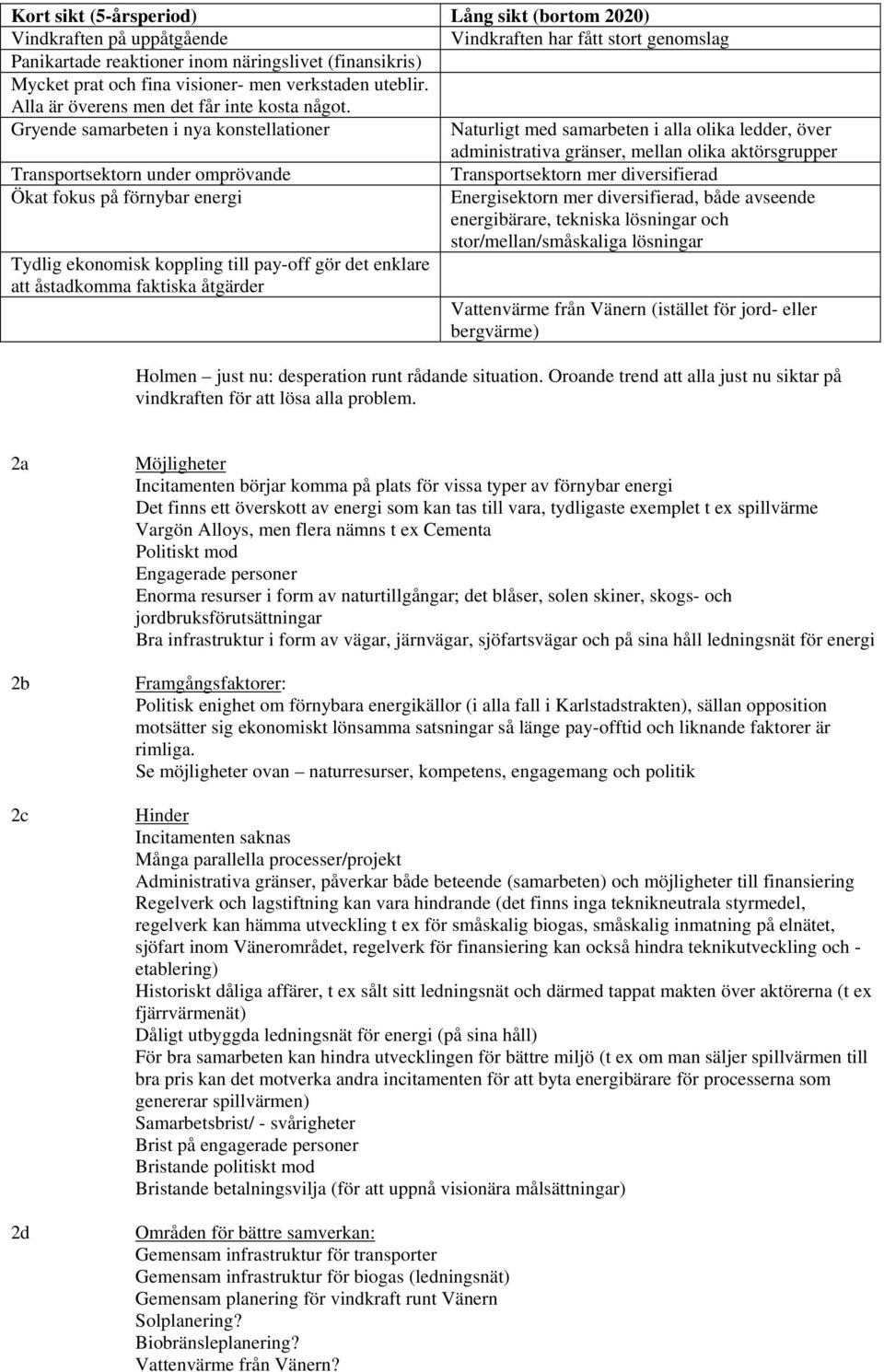 Gryende samarbeten i nya konstellationer Naturligt med samarbeten i alla olika ledder, över administrativa gränser, mellan olika aktörsgrupper Transportsektorn under omprövande Transportsektorn mer