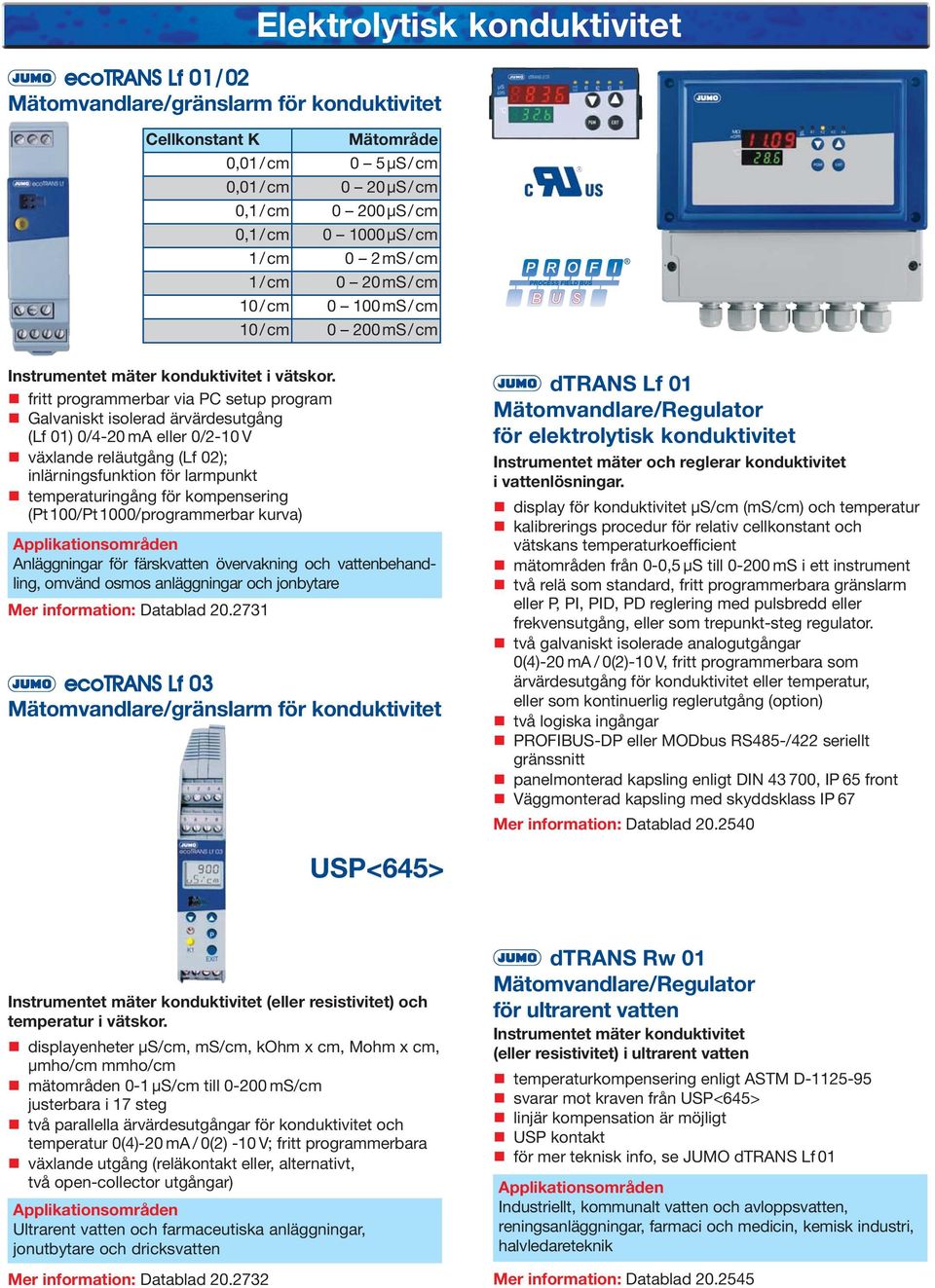 fritt programmerbar via PC setup program Galvaniskt isolerad ärvärdesutgång (Lf 01) 0/4-20 ma eller 0/2-10 V växlande reläutgång (Lf 02); inlärningsfunktion för larmpunkt temperaturingång för