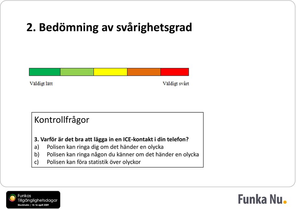 a) Polisen kan ringa dig om det händer en olycka b) Polisen kan