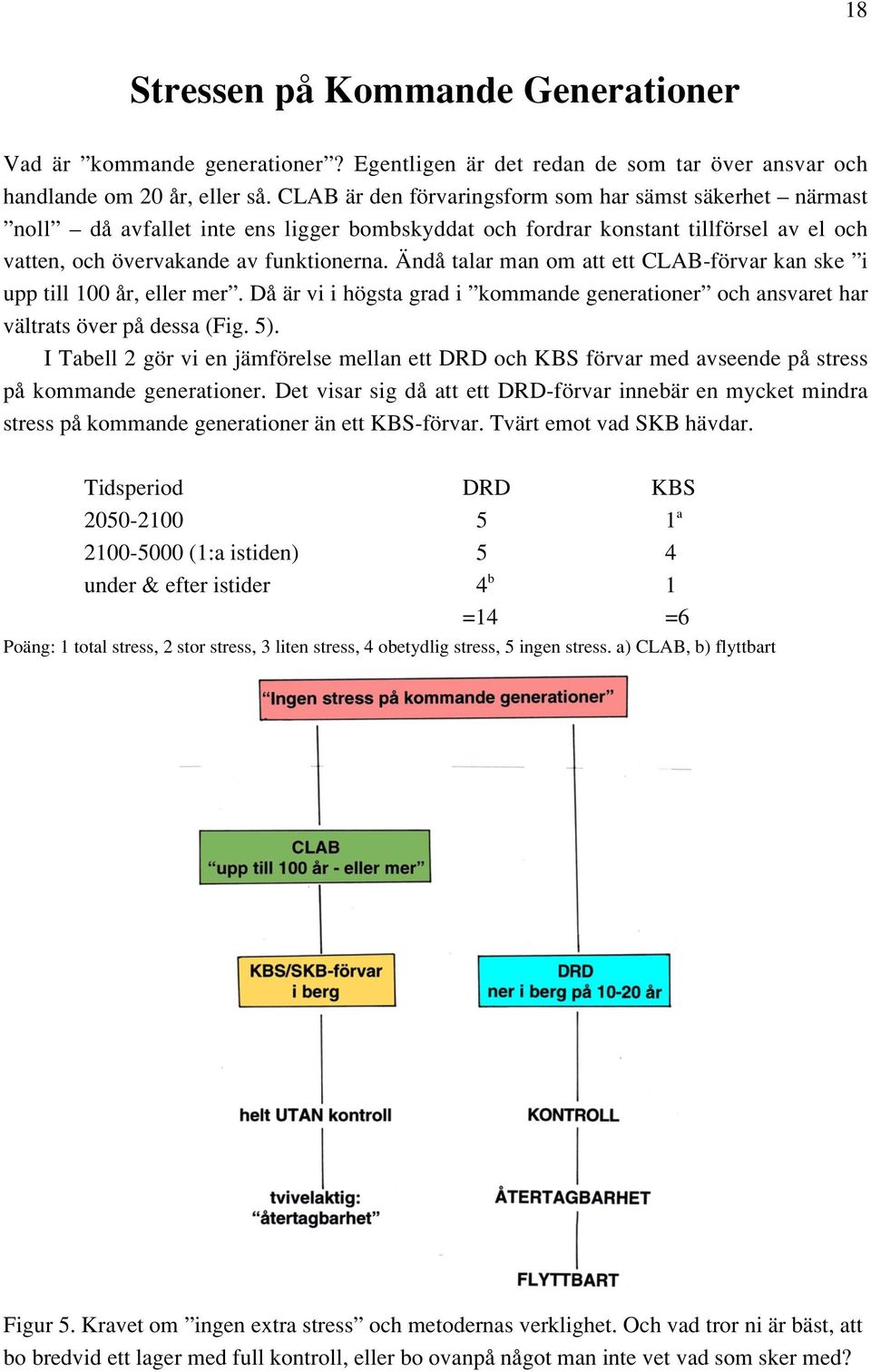 Ändå talar man om att ett CLAB-förvar kan ske i upp till 100 år, eller mer. Då är vi i högsta grad i kommande generationer och ansvaret har vältrats över på dessa (Fig. 5).