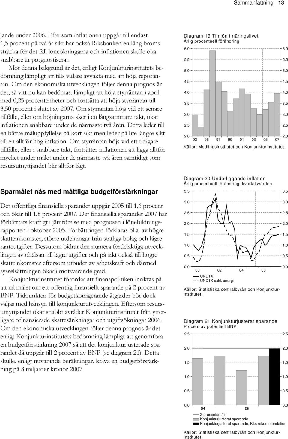 Mot denna bakgrund är det, enligt Konjunkturinstitutets bedömning lämpligt att tills vidare avvakta med att höja reporäntan.