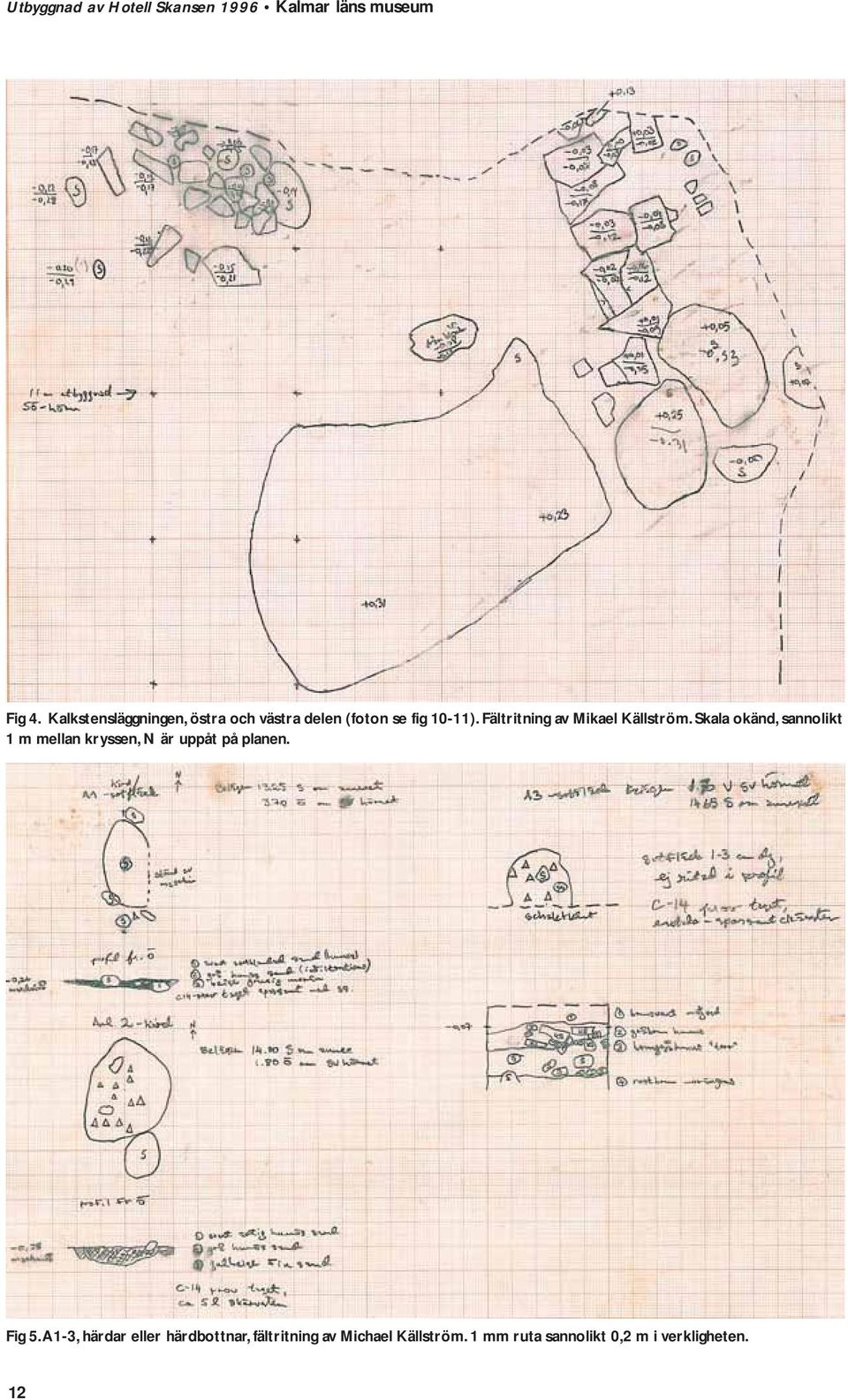 Skala okänd, sannolikt 1 m mellan kryssen, N är uppåt på planen. Fig 5.