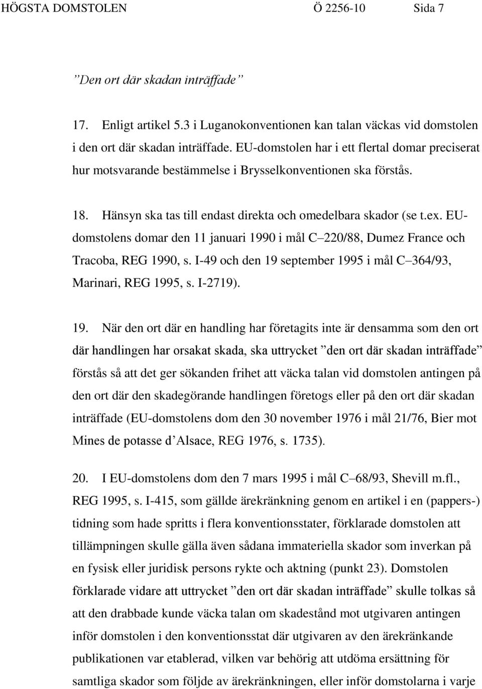 EUdomstolens domar den 11 januari 199