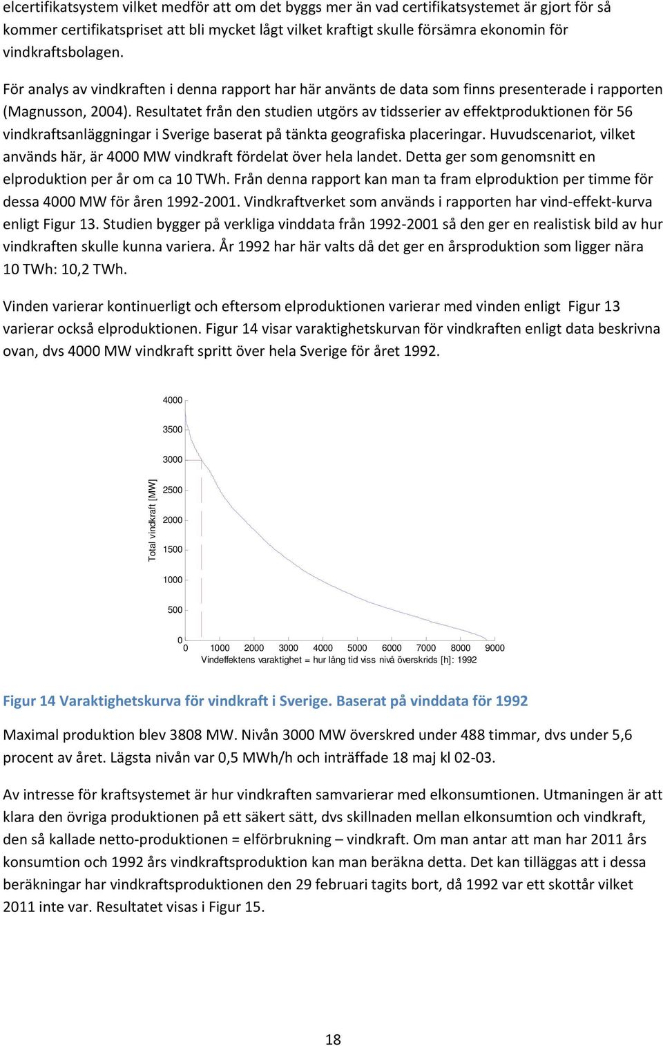 Resultatet från den studien utgörs av tidsserier av effektproduktionen för 56 vindkraftsanläggningar i Sverige baserat på tänkta geografiska placeringar.