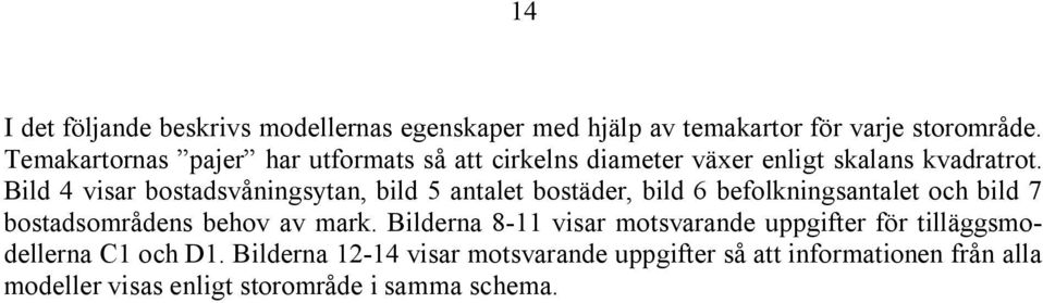 Bild 4 visar bostadsvåningsytan, bild 5 antalet bostäder, bild 6 befolkningsantalet och bild 7 bostadsområdens behov av mark.