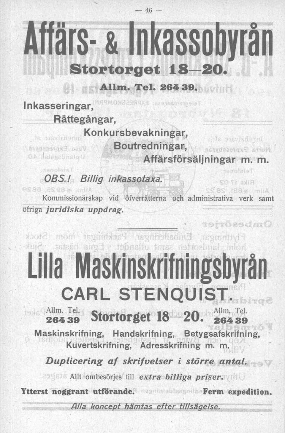 26439, Maskinskrifning, Handskrifning, Betygsafskrifning.. Kuvertskrifning,) Adresskrifnlhg m. 'hl.