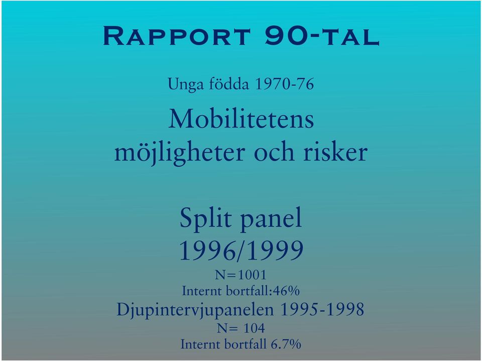 panel 1996/1999 N=1 Internt bortfall:46