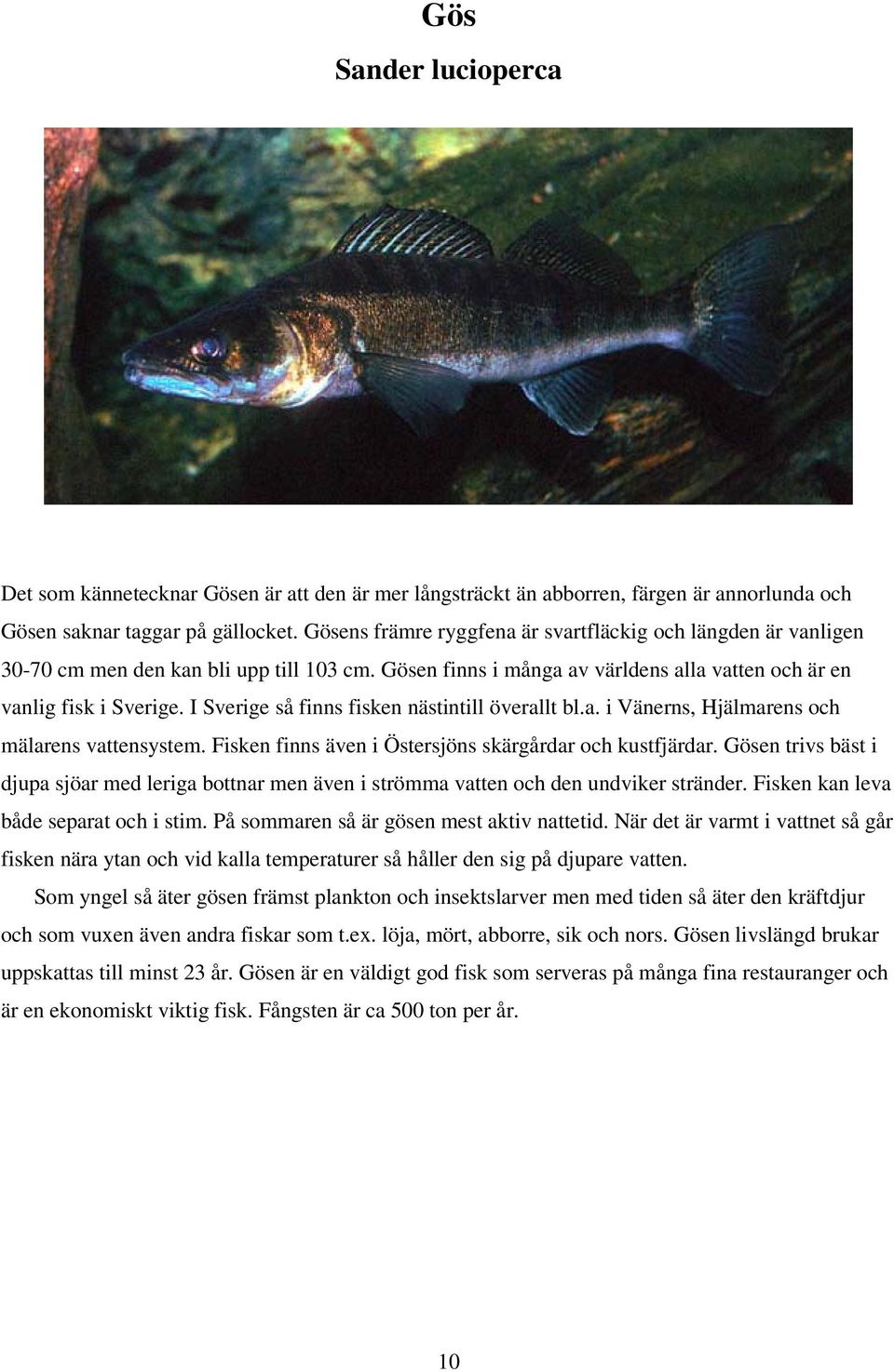 I Sverige så finns fisken nästintill överallt bl.a. i Vänerns, Hjälmarens och mälarens vattensystem. Fisken finns även i Östersjöns skärgårdar och kustfjärdar.