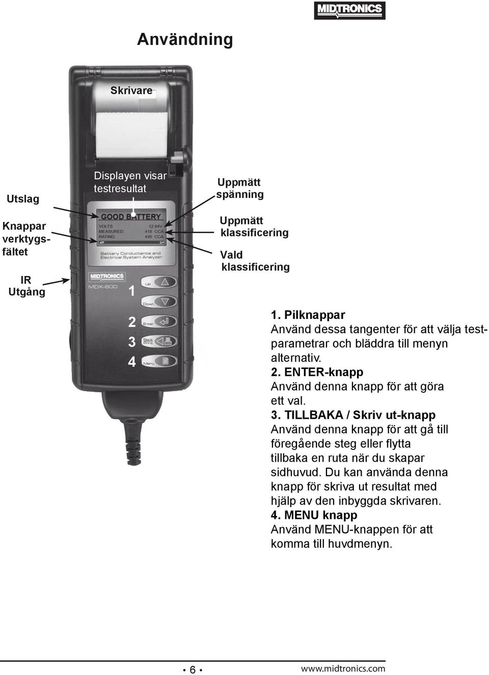 ENTER-knapp Använd denna knapp för att göra ett val. 3.