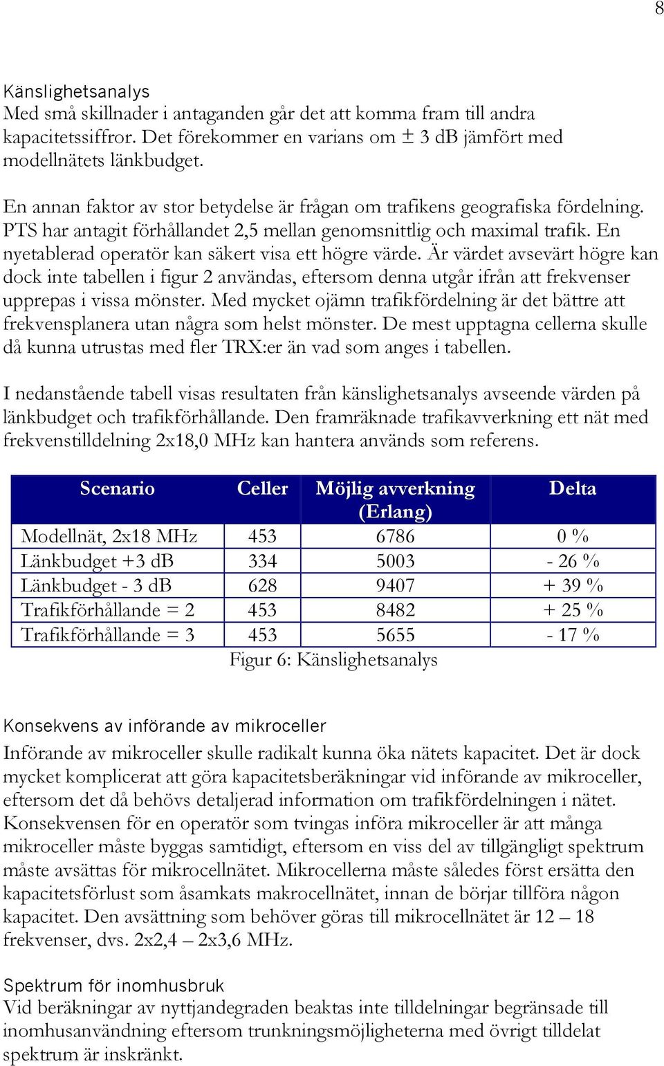 En nyetablerad operatör kan säkert visa ett högre värde. Är värdet avsevärt högre kan dock inte tabellen i figur 2 användas, eftersom denna utgår ifrån att frekvenser upprepas i vissa mönster.