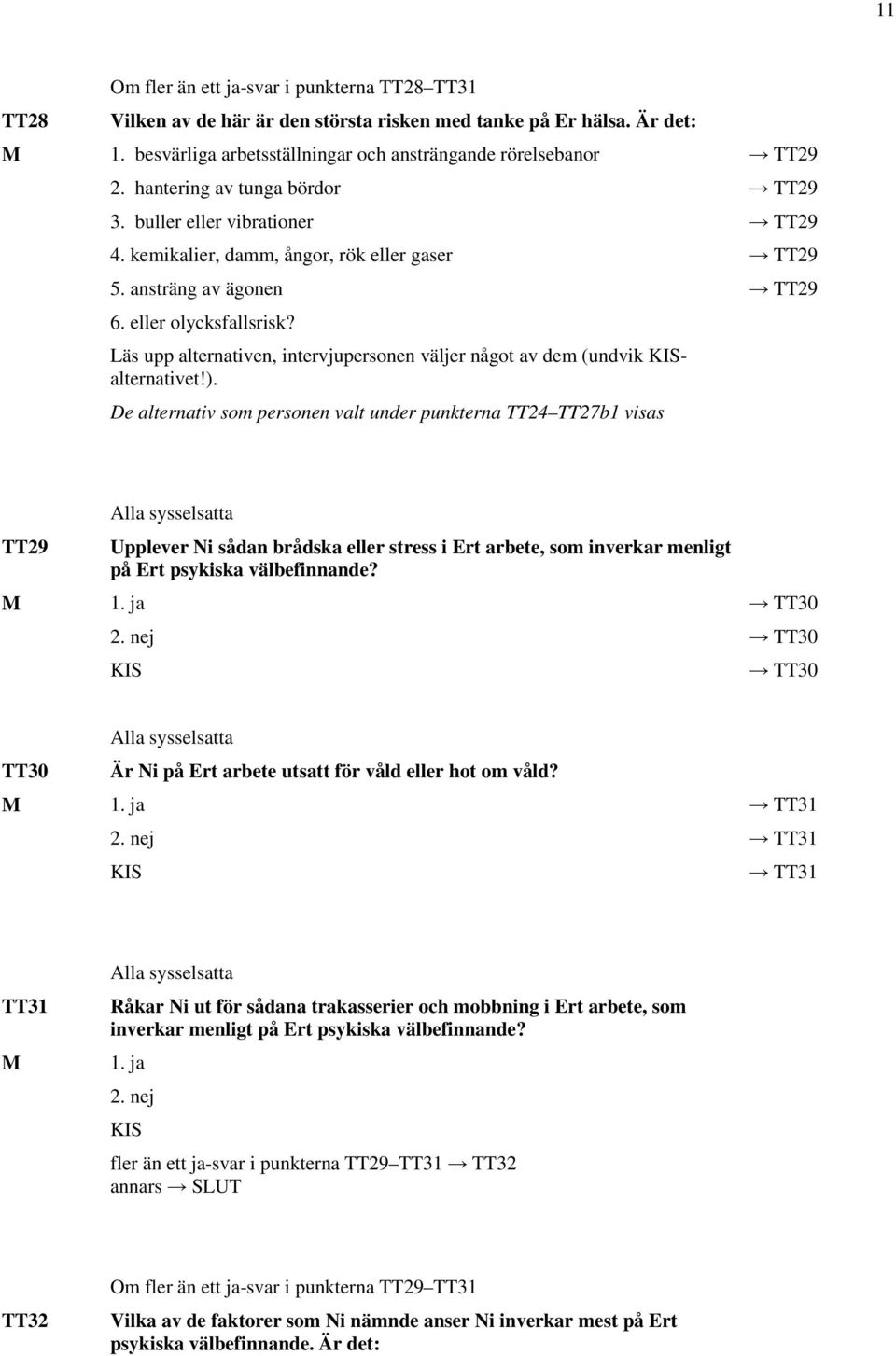 Läs upp alternativen, intervjupersonen väljer något av dem (undvik alternativet!).