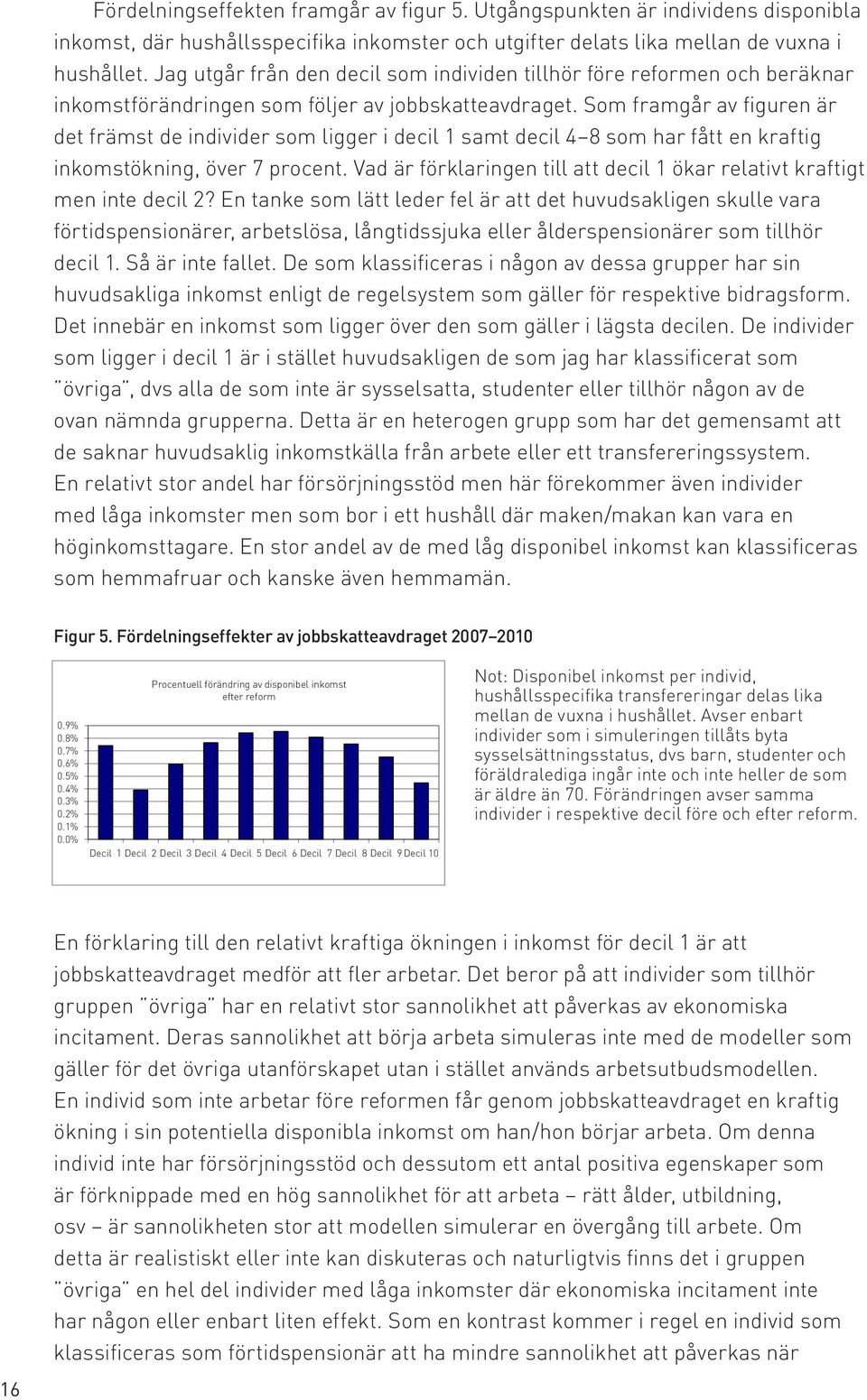 Som framgår av figuren är det främst de individer som ligger i decil 1 samt decil 4 8 som har fått en kraftig inkomstökning, över 7 procent.