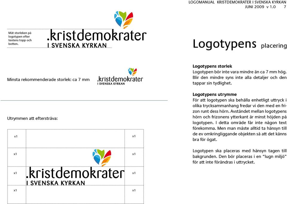 Utrymmen att eftersträva: Logotypens utrymme För att logotypen ska behålla enhetligt uttryck i olika trycksammanhang fredar vi den med en frizon runt dess hörn.