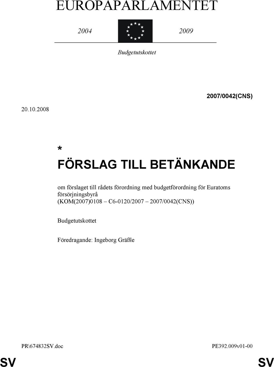 budgetförordning för Euratoms försörjningsbyrå (KOM(2007)0108 C6-0120/2007