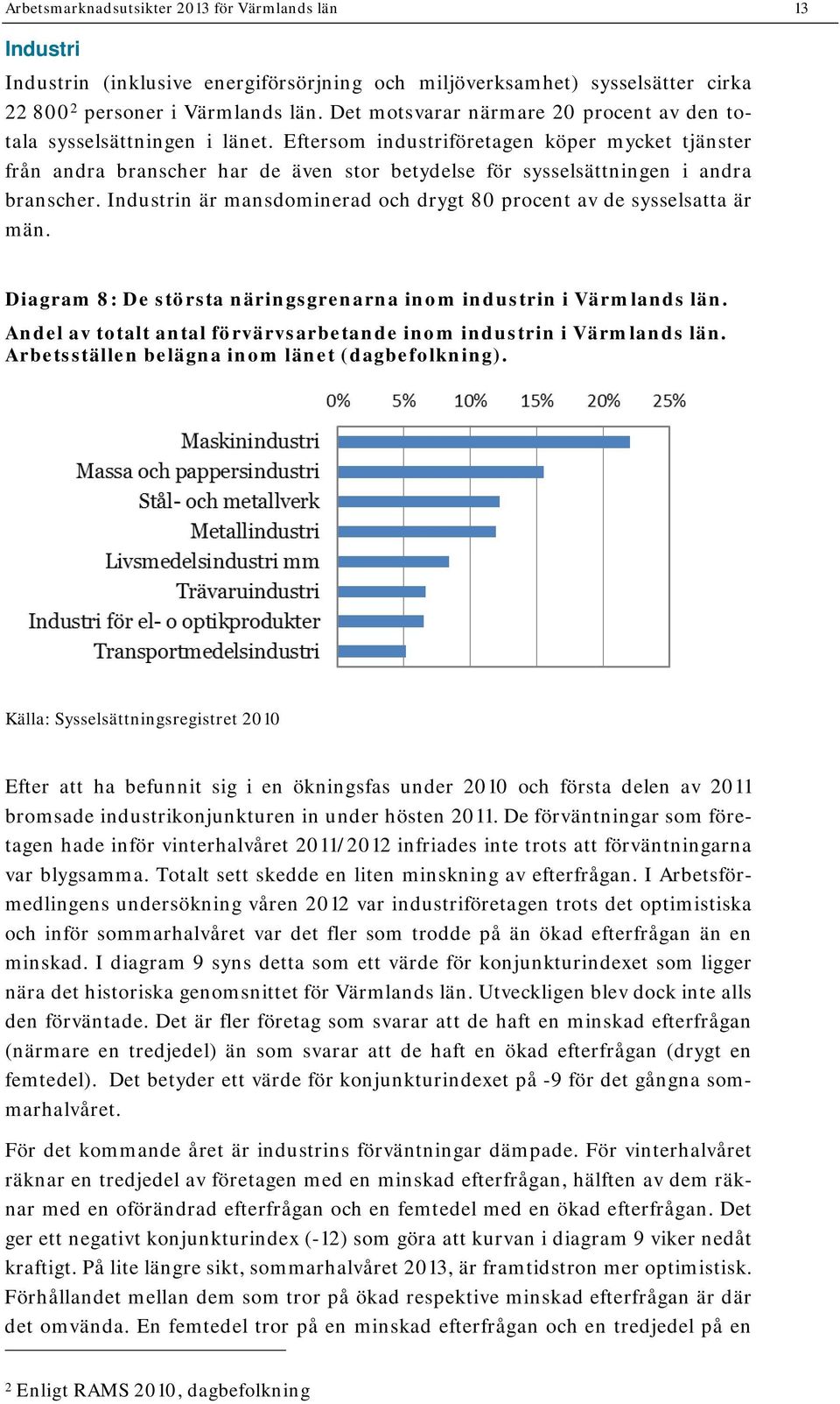 Eftersom industriföretagen köper mycket tjänster från andra branscher har de även stor betydelse för sysselsättningen i andra branscher.