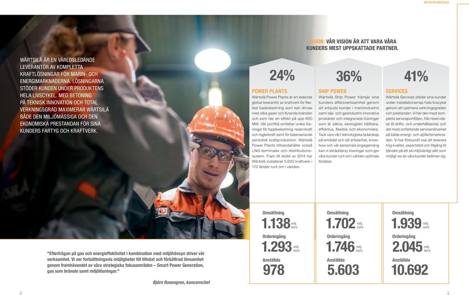 MED BETONING PÅ TEKNISK INNOVATION OCH TOTAL VERKNINGSGRAD MAXIMERAR WÄRTSILÄ BÅDE DEN MILJÖMÄSSIGA OCH DEN EKONOMISKA PRESTANDAN FÖR SINA KUNDERS FARTYG OCH KRAFTVERK.