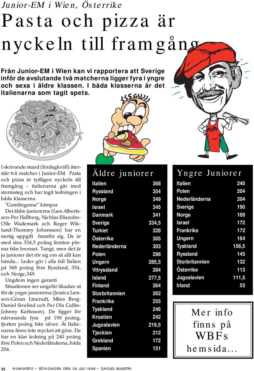 Pasta och pizza är tydligen nyckeln till framgång - italienarna går med stormsteg och har tagit ledningen i båda klasserna.