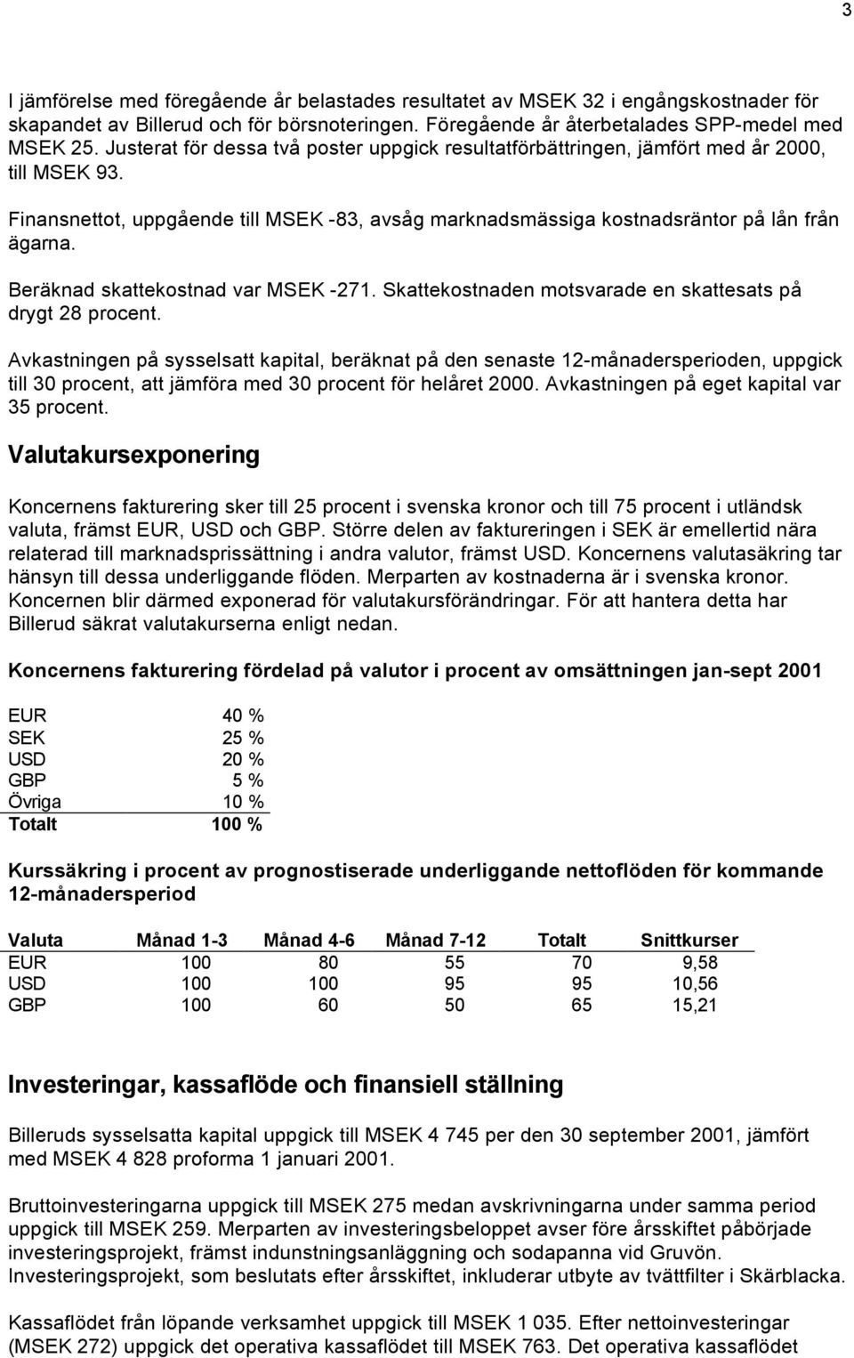 Beräknad skattekostnad var MSEK -271. Skattekostnaden motsvarade en skattesats på drygt 28 procent.