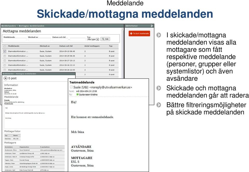 (personer, grupper eller systemlistor) och även avsändare Skickade och