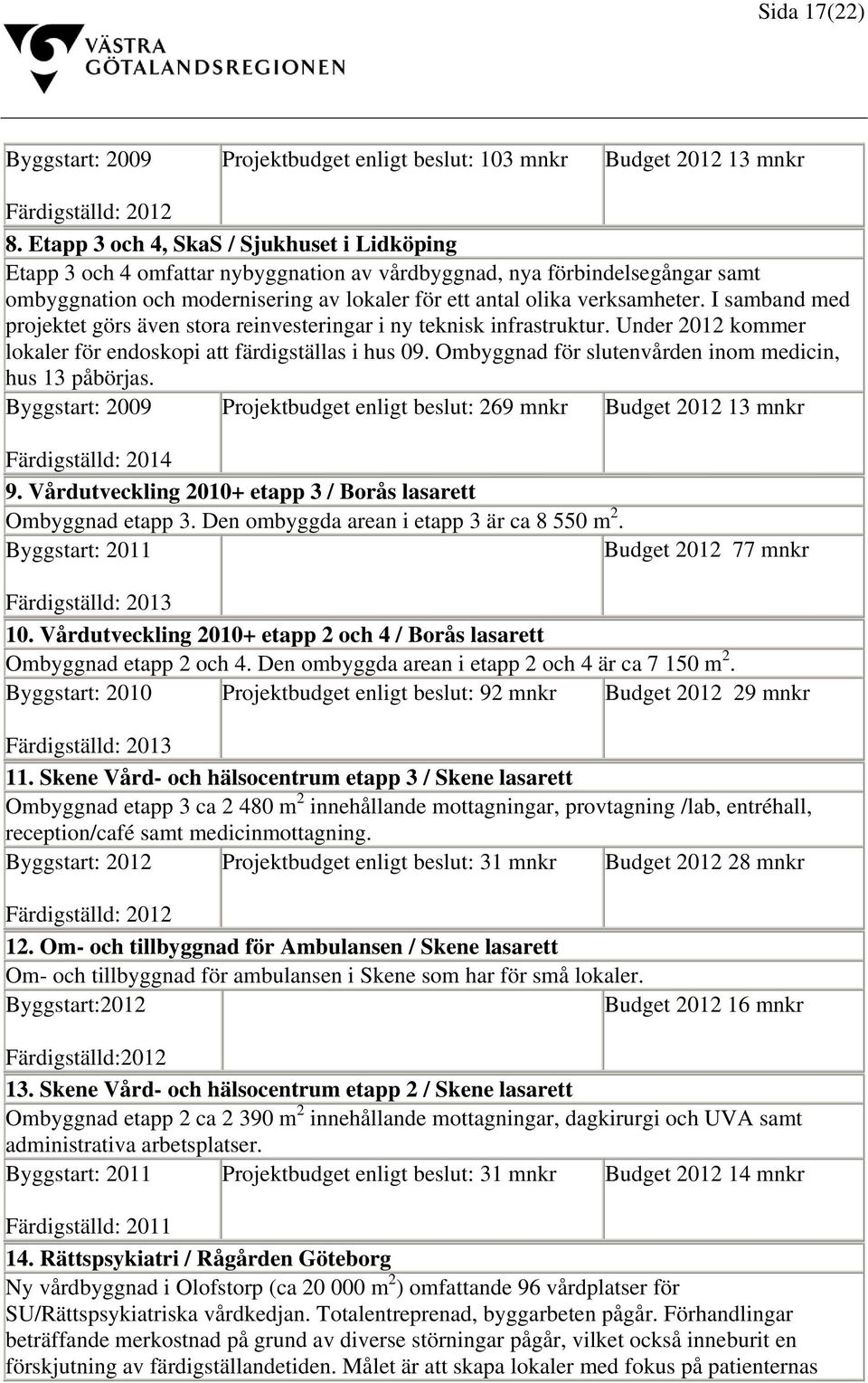 I samband med projektet görs även stora reinvesteringar i ny teknisk infrastruktur. Under 2012 kommer lokaler för endoskopi att färdigställas i hus 09.