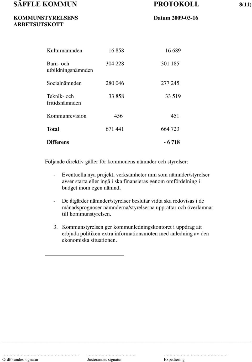 nämnder/styrelser avser starta eller ingå i ska finansieras genom omfördelning i budget inom egen nämnd, - De åtgärder nämnder/styrelser beslutar vidta ska redovisas i de månadsprognoser