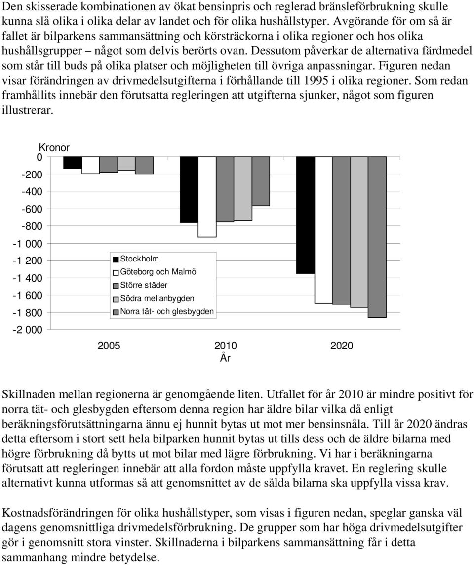 Dessutom påverkar de alternativa färdmedel som står till buds på olika platser och möjligheten till övriga anpassningar.